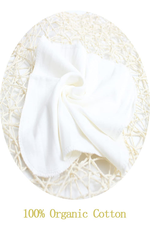 10 Pack Reusable Baby Washcloths - Soft Absorbent Organic Cotton Towel Face Wipes for Newborn Bath (White)