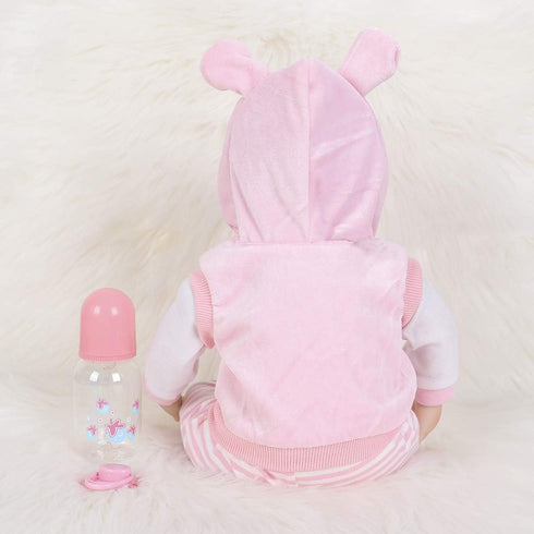 16 inch Set ENADOLL Lifelike Reborn Baby Dolls - Realistic Baby Doll Newborn Girl Doll with Feeding Accessories Gift