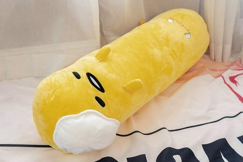 futurecos Cute Yellow Long Egg Plush Toy, 68CM Round Pillow, Lazy Egg Stuffed Doll for Decorative Bed Decor Gift