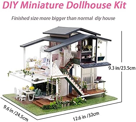GuDoQi DIY Miniature Dollhouse Kit, 1:24 Scale Tiny House with Music, Great Handmade Crafts Gift