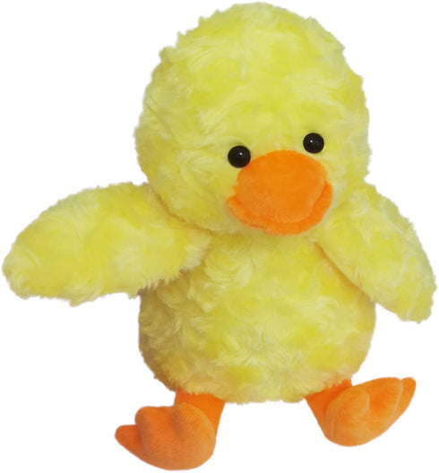 Rose Duck Plush Stuffed Animal, Cute Furry Yellow Duck Toy, Soft Cuddly Hugger for Kids or Girlfriend, 9"
