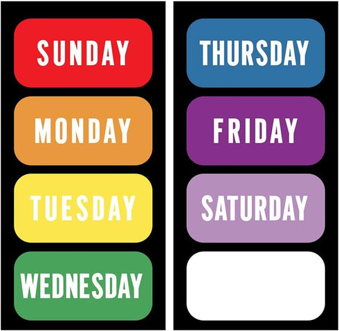 Just Baby'd Sip'n Learn Labels - Days of the Week & Colors of the Rainbow - Weekly Labels for Sippy Cups, Dishwasher