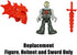Imaginext Replacement Parts for Fisher-Price Blazing Battler's Dragon Playset - HCG66 ~ Replacement Figure in Black and Silver, Helmet and Sword