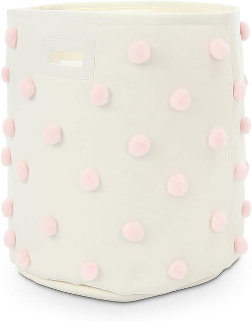 Sunnymove Pink 17.5" D x 20.8" H Pom Pom Basket Bin Large Cotton