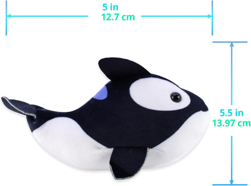 (Narwhal + Orca) Fish 2-Pack B - Small Stuffed Animals with Motor Inside for Ocean Party Favors