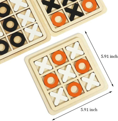 Tic Tac Toe XO Wooden Board Games, 3 Pack Classical Educational Desk Toys for Family and Kids