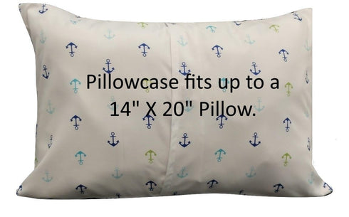 ELLA & MAX Toddler Pillowcase - Anchor Nautical, Soft & Cuddly, Fits 13x18 & 14x19 Toddler Pillows, Handmade in USA