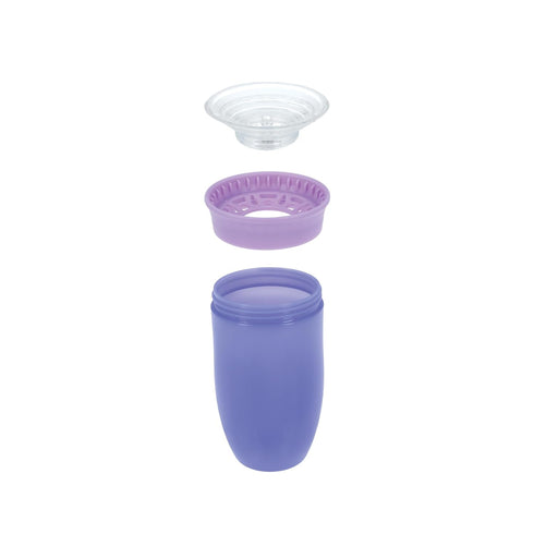 Nuby Wonder Cup with 360 Smart Edge Silicone Rim, 10 oz, 3-Pack, Aqua/Purple/Pink