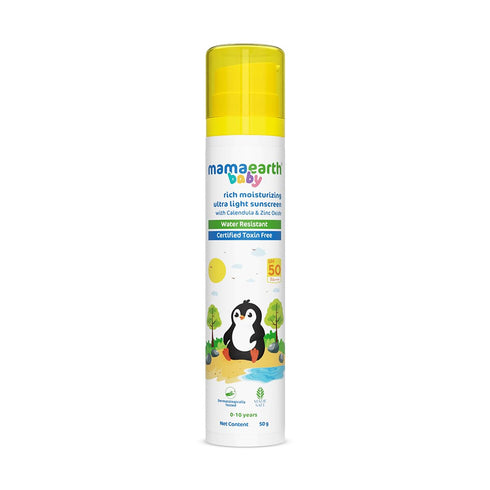 Mamaearth Moisturizing Ultra Light SPF 50 Baby Sunscreen Lotion with PA++++ |