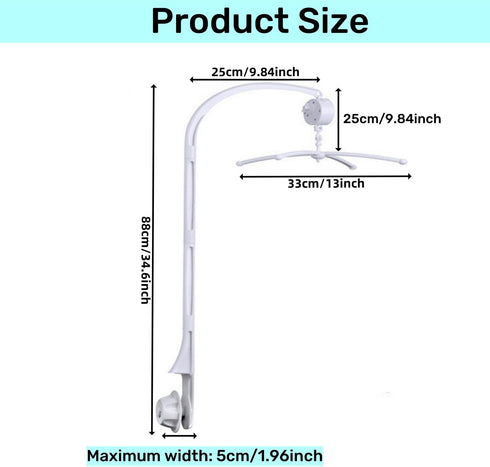 sweetfamily 34 Inch Baby Crib Mobile Bed Bell Holder with Music Box,Adjustable Holder DIY Arm Bracket Nut Screw