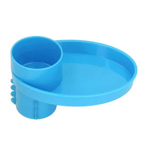 Snack Tray for Kids Car Seat, Secure and Sturdy Design, Compact and Portable with Cup Holder (Blue)