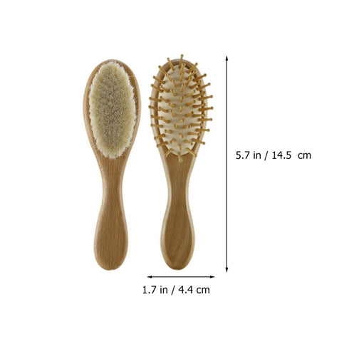 Set 4-piece Infant Scalp Brush Wooden Baby Hair Brush Comb for Newborns Boys and Girls and Comb
