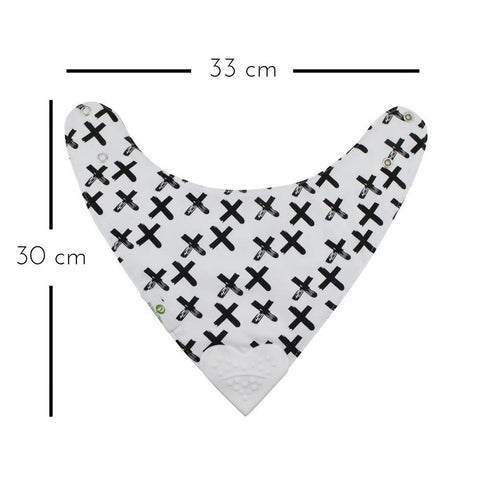 Pickle & Olive Reversible Baby Teething Bibs, Attached Heart Shaped Teether, Monochrome, Set of 2