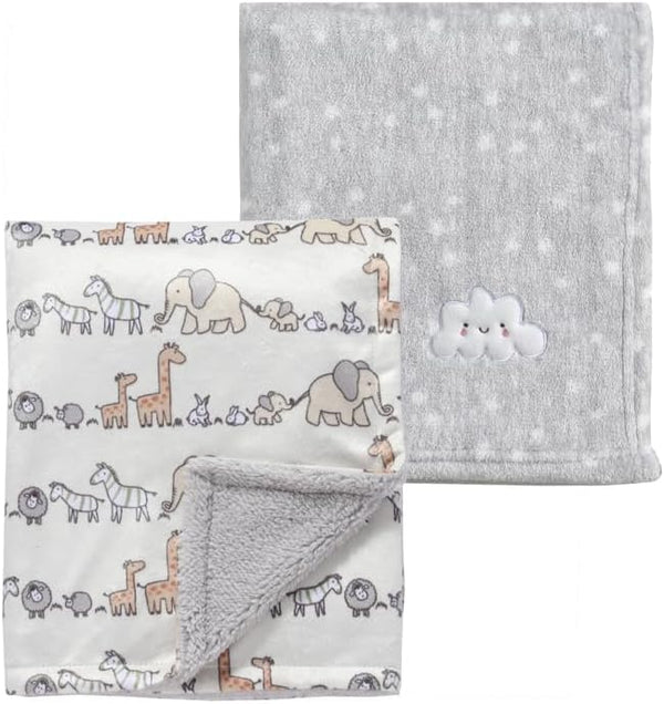 CREVENT 2Pcs 30''X40'' Cute Cozy Fluffy Warm Baby Blankets for Infants Toddlers'