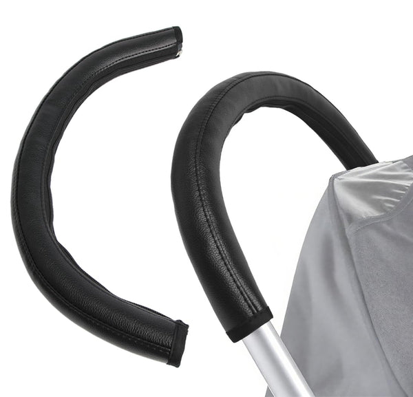 CHILDHOOD Universal Baby Stroller Armrest Handle Sleeve Cover, Artificial Leather, Black