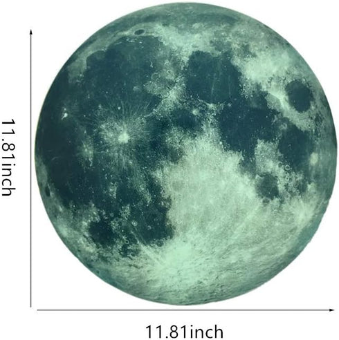 Glow in The Dark Moon Wall Decals 30cm Luminous Art Sticker for Kids Bedroom, Removable Adhesive