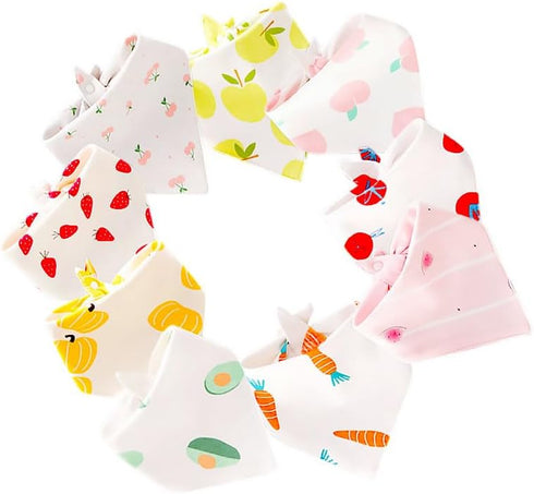 9 Pcs 100% Cotton Baby Bandana Drool Bibs for Boy and Girl - Perfect for Drooling, Teething, and Feeding