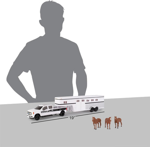 TOMY 1:32 Scale Ford F-350 Pickup Truck with Horses and Horse Trailer