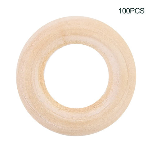 Generic 100Pcs Set, 25mm Wooden Rings Wooden Ring for Hanging Decorations Pendant Teethers