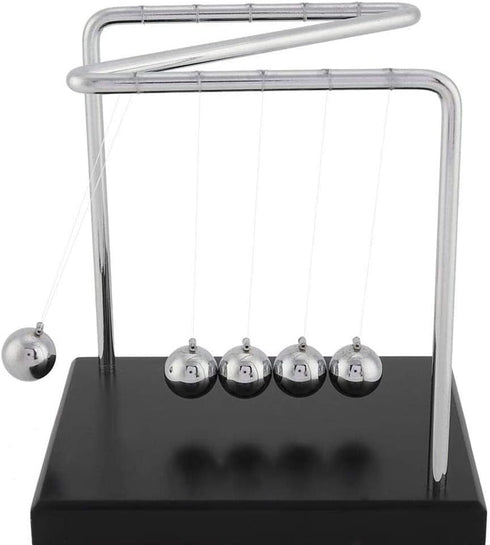 Z-Shape Newton's Cradle Balance Ball, Classic Wood Base, Metal Pendulum Balls Physics Science Ornament