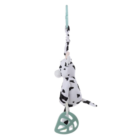Apricot Lamb Baby Activity Toy for Stroller or Car Seat, 8.5 Inches, Plush Cow Character, Gentle Rattle & Soft Teether