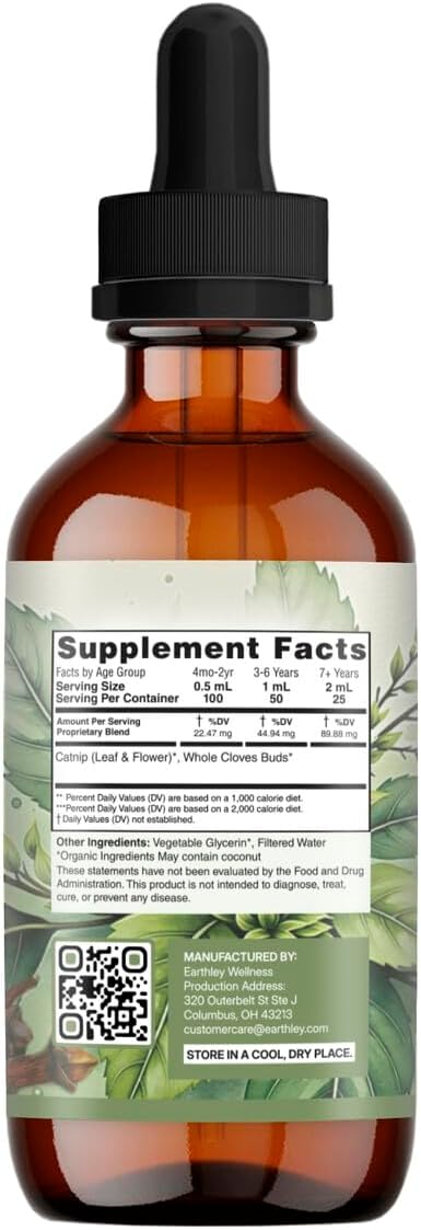 3+ (1.69 oz 500 Earthley Wellness Teeth Tamer, Teething Relief for Babies & Kids, Organic Herbal Formula, Soothes