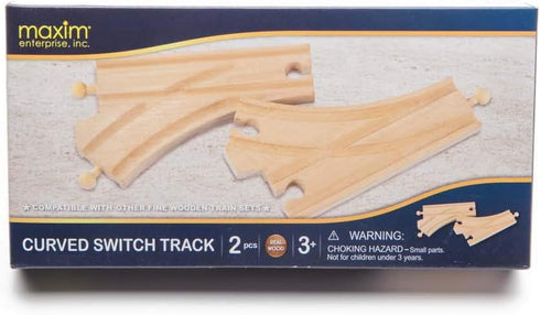 2Pcs Maxim Enterprise, inc. Wooden Curved Switch Tracks, Compatible with Thomas & Friends, Brio, Major Brand Wooden