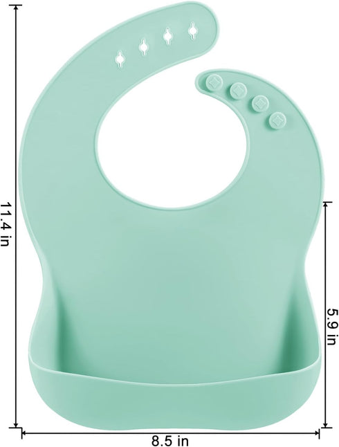 3 Pack PandaEar Silicone Bibs for Boys Girls for Babies & Toddlers, Waterproof Feeding Bib with Large Food Catcher, BPA