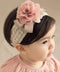 Denifery Baby Girls Cute Headband Elastic Lace Hair Band with Pink Flower Hair Accessories