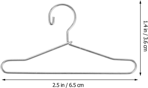 20 Pcs Metal Doll Clothes Hanger for Doll Outfit Wardrobe Accessories, 65mm Silver Gown Dress Hanger