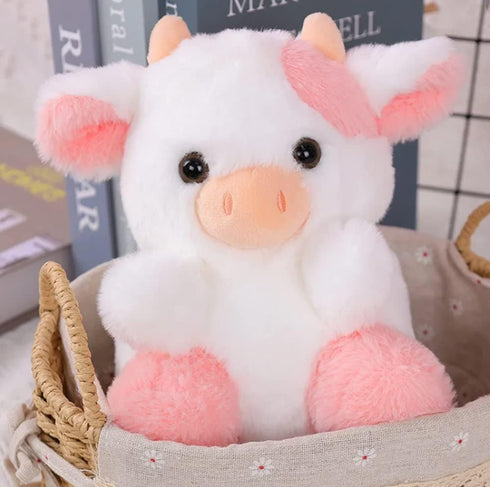 Cow Plush Toy, 7.8 Inches, Cartoon Cute Pink Cow Plush Pillow Stuffed Animal