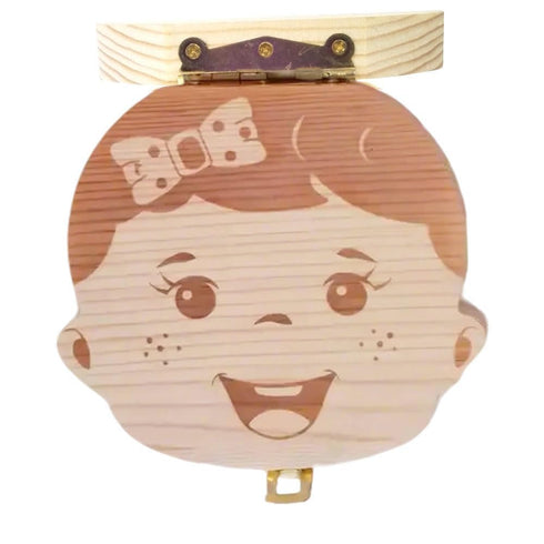 PAMBO Baby Tooth Box Keepsake for Girls, Wooden Tooth Storage and Saver Box for Lost Teeth