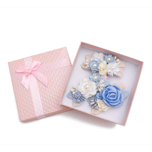 Flower Hair Clips Set, Cherrboll 3pcs Floral Hair Bow Accessories for Baby Girl Toddler Gifts
