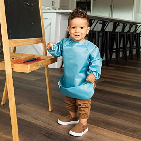 2-Pack Olive,624M) Tiny Twinkle Long Sleeve Bib for Babies & Toddlers | Waterproof Smock Bib for Eating | Machine