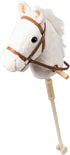 HollyHOME Stick Horse Plush Handcrafted Hobby Horse with Wood Wheels, Neighing and Galloping Sounds, White, 36 Inches