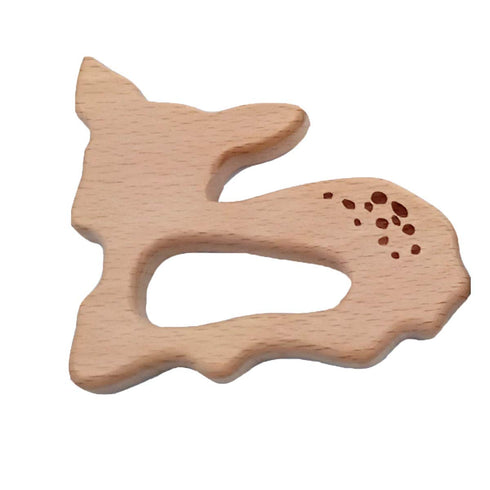 10pcs Natural Wooden Sika Deer Teething Pendant, Pure Beech Wood Animal Teether Shape, Handmade Accessory