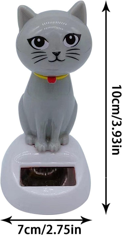 1Pc Gray Cute Solar Powered Dancing Cat Doll, Swinging Toy for Dashboard Office Home Desk Decor