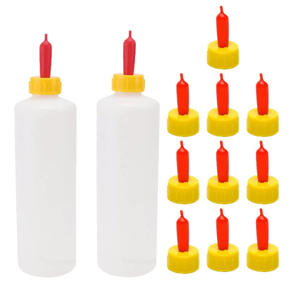 Goat Nipple and Bottles Set, 12 Pieces Small Animal Milk Drink Kit, 400 ml Lamb Feeding Bottle, White