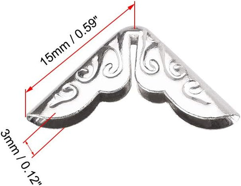 uxcell Metal Book Corner Protectors - Edge Cover Guard 15X15X3mm Silver Tone, 30pcs