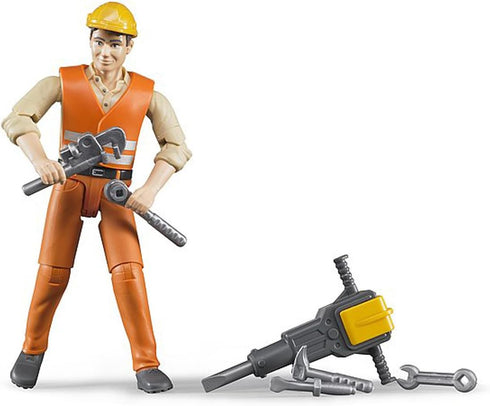 Bruder Construction Worker Action Figure with Tools