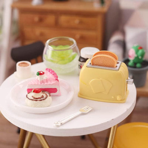 Set 1:12 10PCS Miniature Dollhouse Kitchen Decoration Waffle Maker Toaster Scale Stand Mixer Flour Modern Mini House