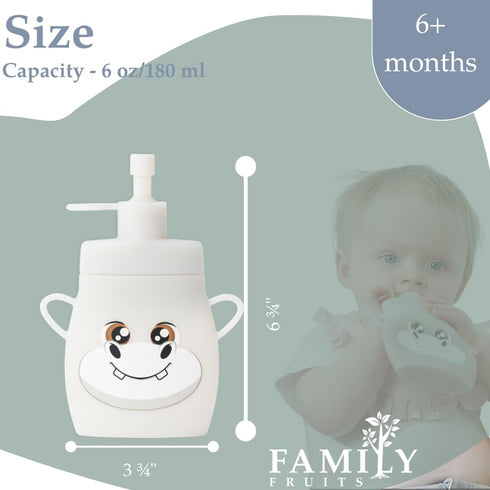 FAMILY FRUITS 2 Pack BPA Free, Silicone, Reusable Pouches for Toddlers Hippos, Easy to Clean Fill, Reusable Baby Food