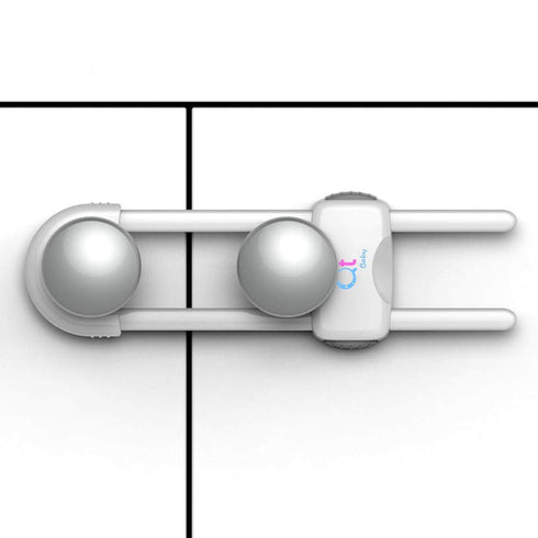 Closet (Pack 6, QT BABY Baby Proofing Cabinet Locks Adjustable U Shaped Baby Safety Latches for Drawers, Fridge, Modern
