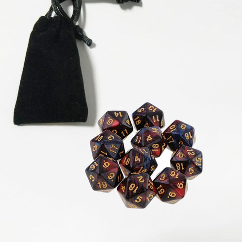 Yiotfandoll 10PCS D20 20mm 20 Polyhedral Dice Acrylic Sided Dice for RPG MTG DND Table Games (Red Blue)