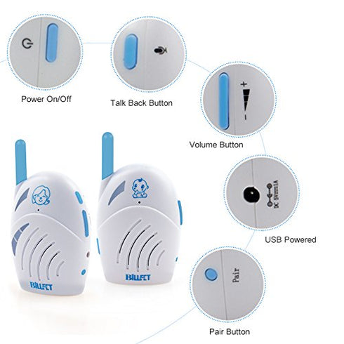 Portable Two-Way Audio Baby Monitor with USB Charging