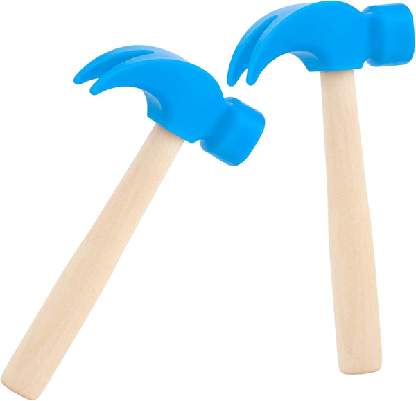 2 Pack Wooden Hammer Toys, Simulation Hammers Maintenance Tools for Kids Birthday Party Games Supplies (Blue)