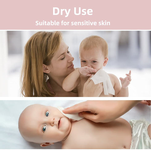 COTTONCARE Wipe,100% skin,7.9 4.7 6-Pack (600 Count) Baby Dry Cotton,dry wipe cotton tissues,baby sensitive skin,taking