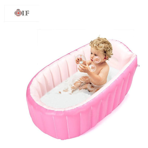 Swimming Inflatable Baby Bathtub,OIF Portable Kid Infant Toddler Thick Soft Cushion Air Pool Central Seat