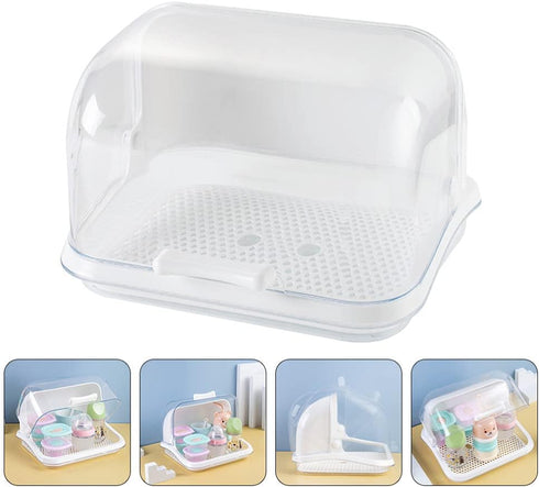 Ipetboom Countertop Baby Bottle Drying Rack with Anti- Cover Bottle Storage Box Organizer Portable Kitchen Cabinet