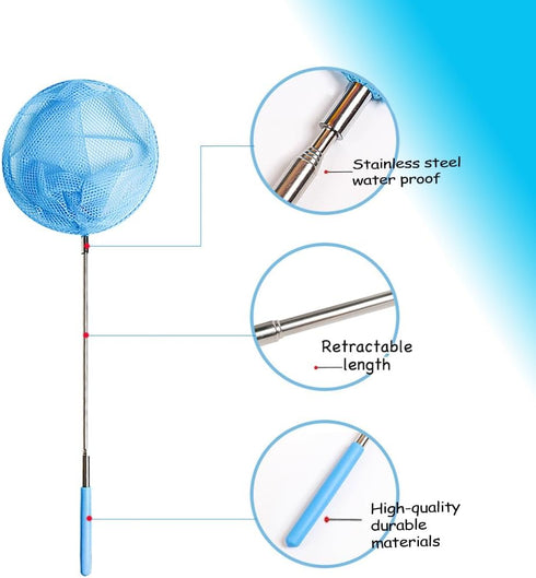 34 Inches (3Pcak) TSYAN Kids Telescopic Butterfly Fishing Nets for Kids Catching Insect Net Outdoor Tools for Catching